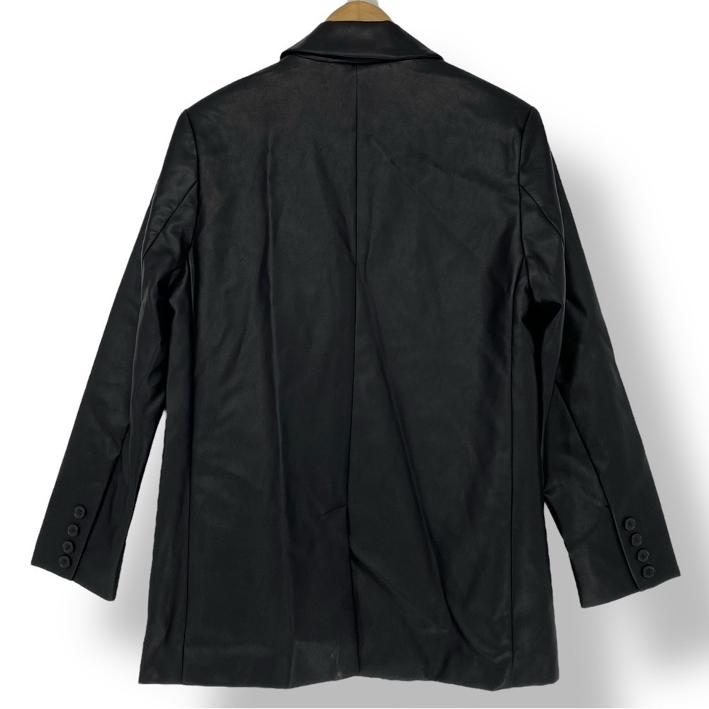 Rebecca Minkoff Black Faux Leather Blazer Jacket Women's size Medium NWT - Picture 3 of 9